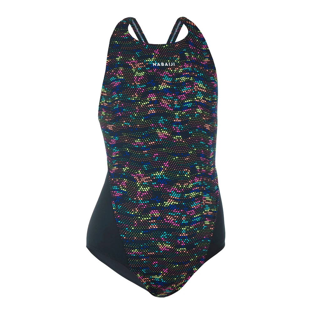 Girls' Chlorine-Resistant One-Piece Swimsuit with Print – Kamiye 500
