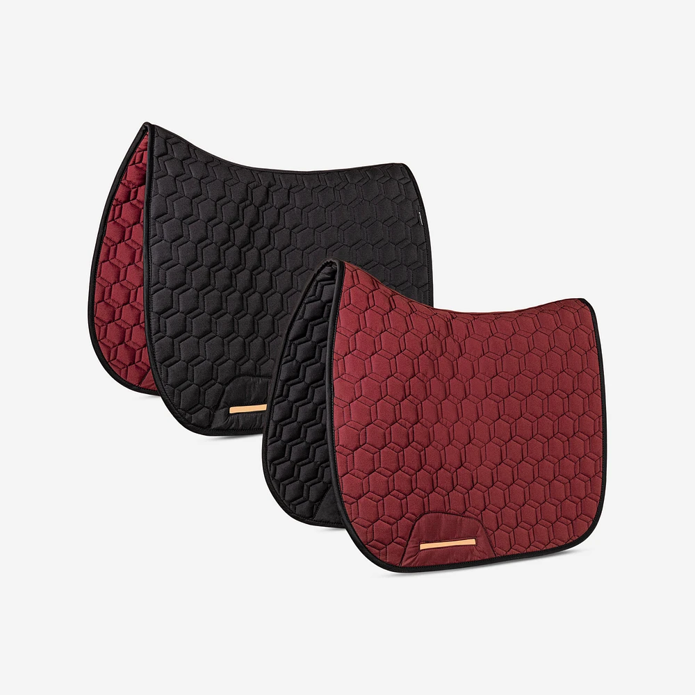 Horse Riding Reversible Saddle Cloth - 500 Black/Burgundy