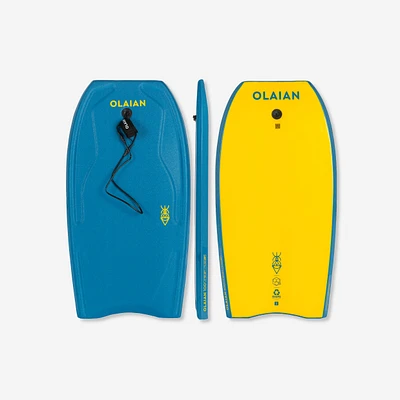 Bodyboard with wrist leash - 100 Blue/Yellow