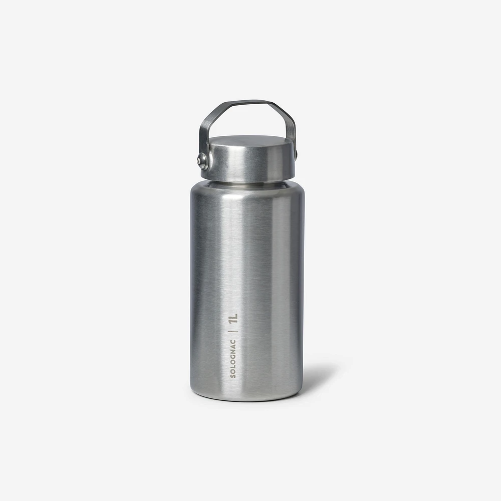 Water Bottle with Screw Cap Stainless Steel 1 L - Bushcraft Grey