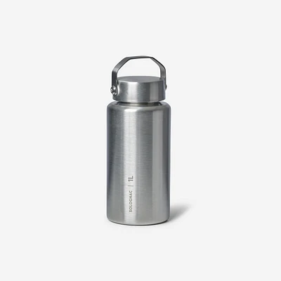 Water Bottle with Screw Cap Stainless Steel 1 L - Bushcraft Grey