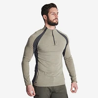 Men Long-sleeved Breathable Merino Wool Zipped T-shirt - 900 Green