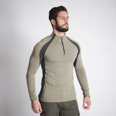 Men Long-sleeved Breathable Merino Wool Zipped T-shirt