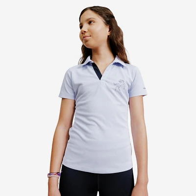 Kids' Horse Riding Short-Sleeved Mesh Polo Shirt - Light 500 Purple