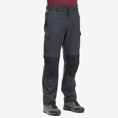 Men’s 2-in-1 Hiking Pants - MT 100 Grey