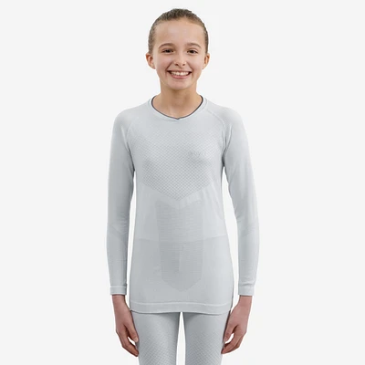 Kids' High-Tech Cross-Country Skiing Base Layer - UW 500 Grey