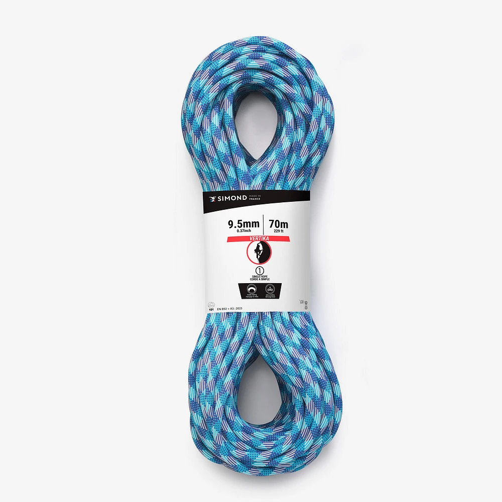 9.5 mm x 70 m Climbing Rope - Vertika