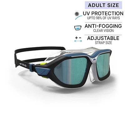 Size Large Swimming Goggles with Mirrored Lenses - Active