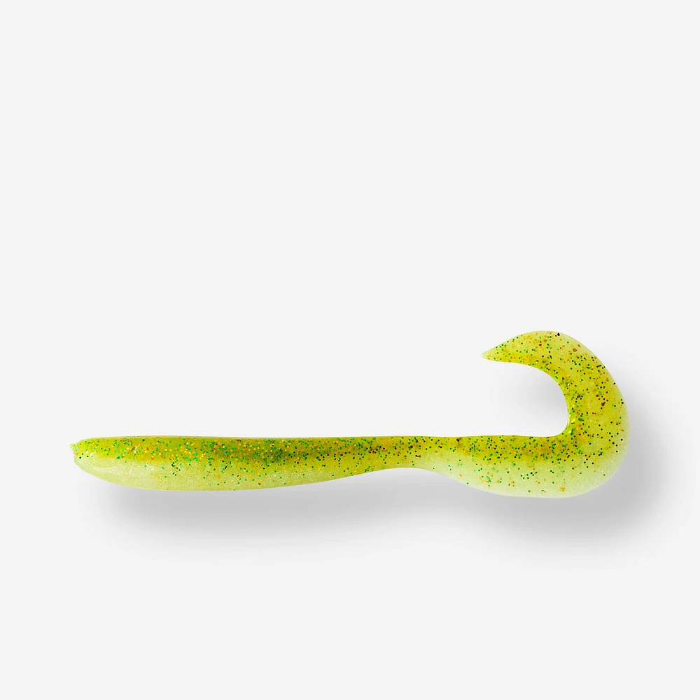 Grub Shaped Soft Lure with Attractant - WXM Yubari GRB 90 Chartreuse