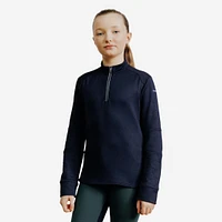Kids’ Warm Long-Sleeved Horse Riding Polo Shirt