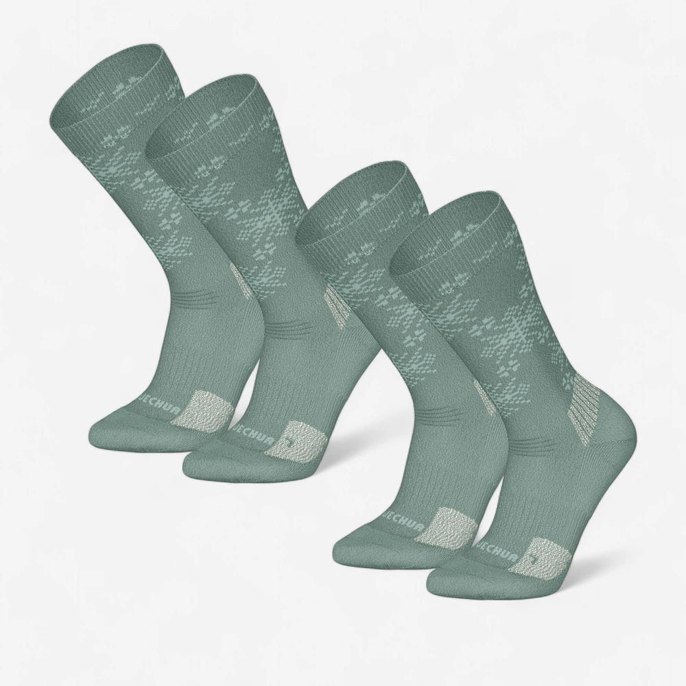 Warm Mid-Height Merino Wool Hiking Socks x 2 pairs – SH 500