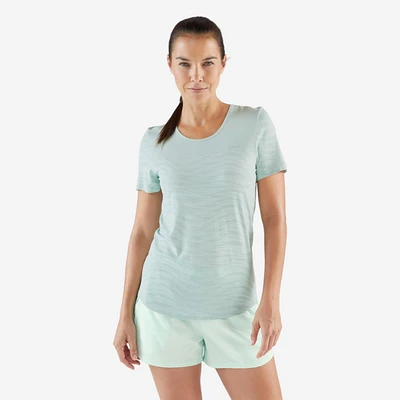Women's Seamless Running & Trail Running T-Shirt - Run 500 Comfort Green