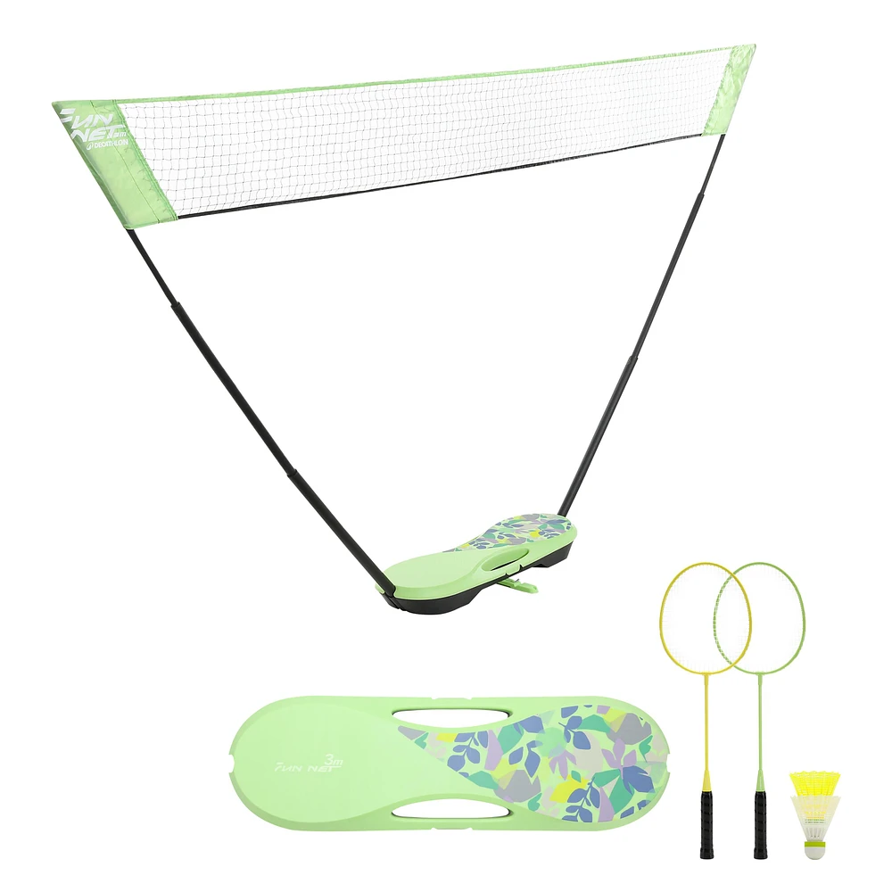 Badminton Set - 2-Racket 2-Shuttle & Net Green