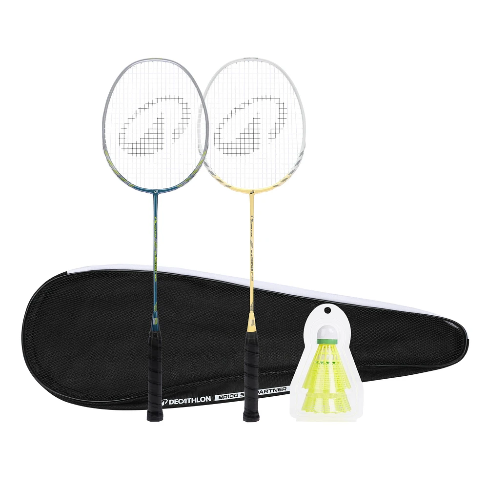Badminton 2-Racket Set - Sensation 190 Green Beige