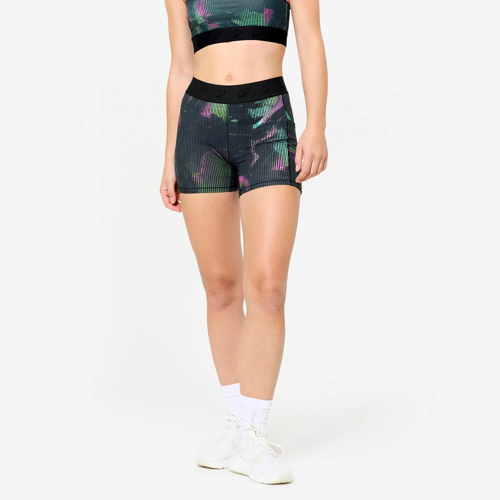 Women's Fitness Training Shorts with Elastic Waistband and Side Pocket
