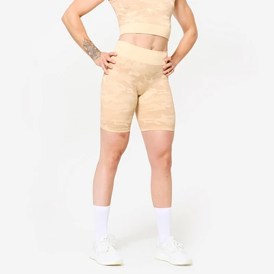 Women's High-Waisted Fitness Shorts with Camo Print