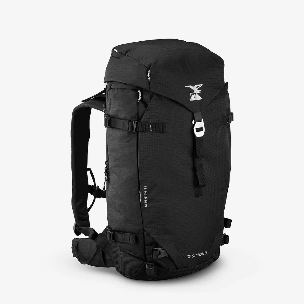 Versatile and modular mountaineering backpack, Alpinism 33 Black