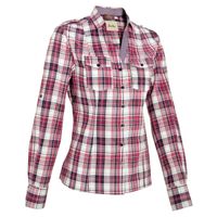 Chemise manches longues à carreaux équitation femme SENTIER rose et blanc