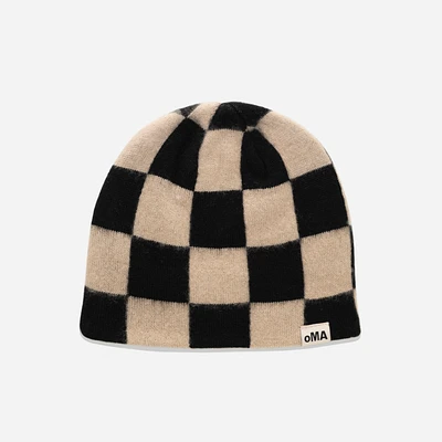 oMA Studios Checkered Mohair Skull Cap /Cream