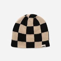 oMA Studios Checkered Mohair Skull Cap /Cream