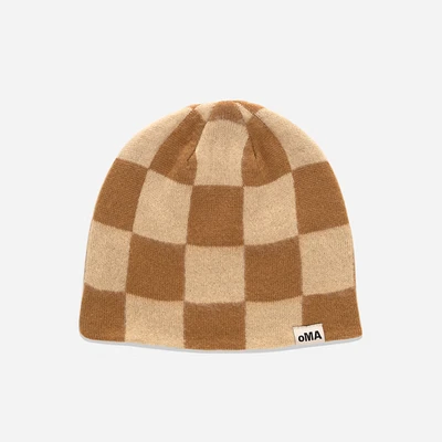 oMA Studios Checkered Mohair Skull Cap Coffee