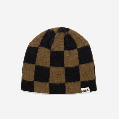 oMA Studios Checkered Mohair Skull Cap Army/Black