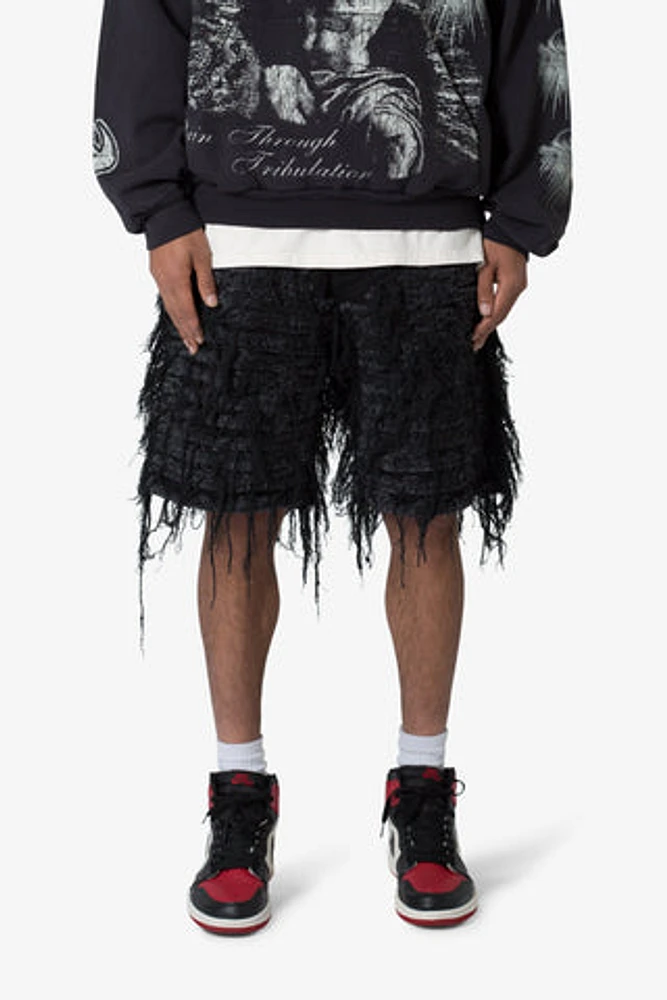 MNML Allover Frayed Denim Shorts