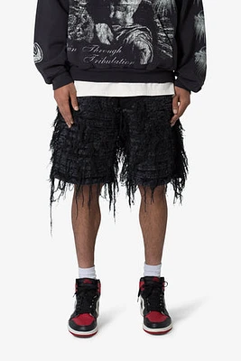 MNML Allover Frayed Denim Shorts