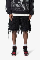 MNML Allover Frayed Denim Shorts