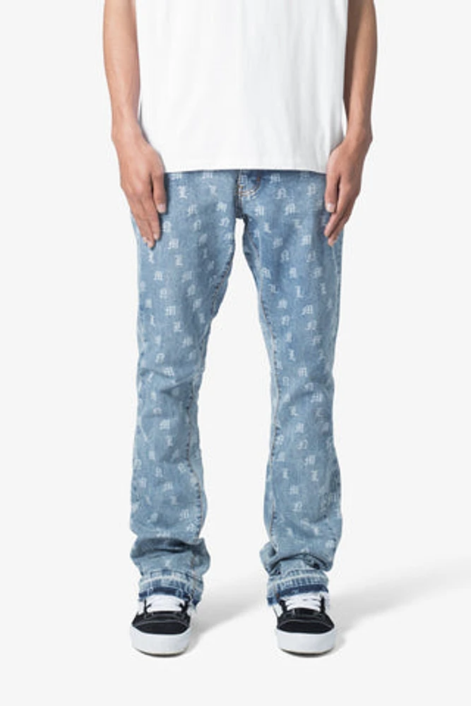 MNML B639 Old English Flare Denim Medium Blue