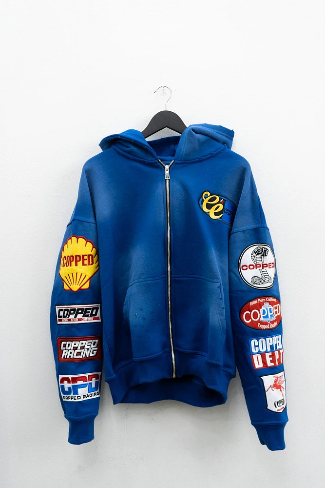 COPPED Motor Sports Zip-Up Hoodie Royal
