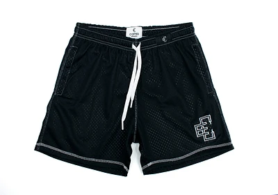 Copped Contrast Mesh Shorts "Black"