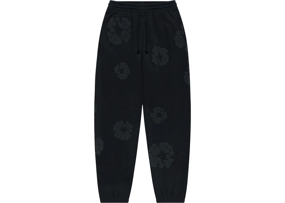 Denim Tears Monochrome Cotton Wreath Sweatpants Black