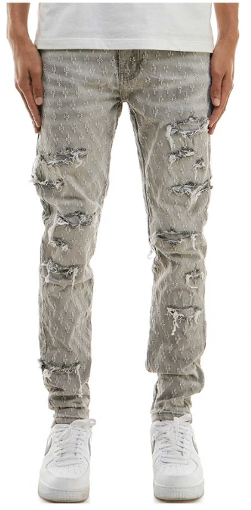 KDNK JEANS KND4688-GREY SELF PATCHED JACQUARD