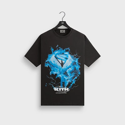 Kith Superman Lighning Vintage Tee Black