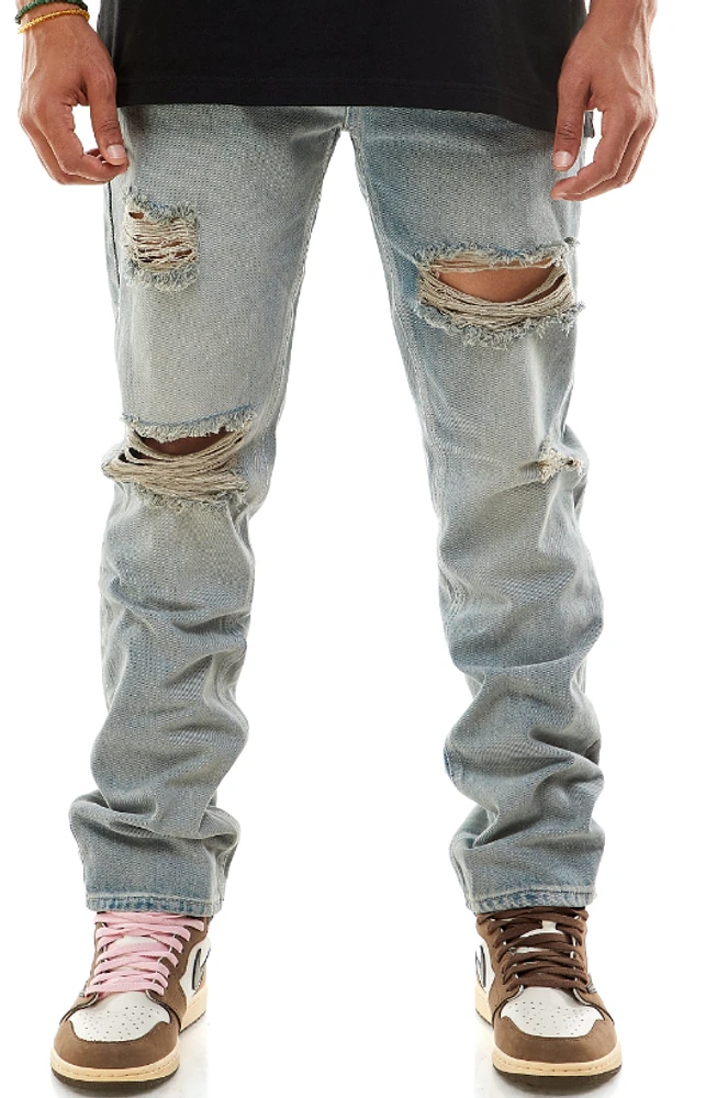 KDNK JEANS KND4508 STEEL BLUE DISTRESSED REGULAR FIT