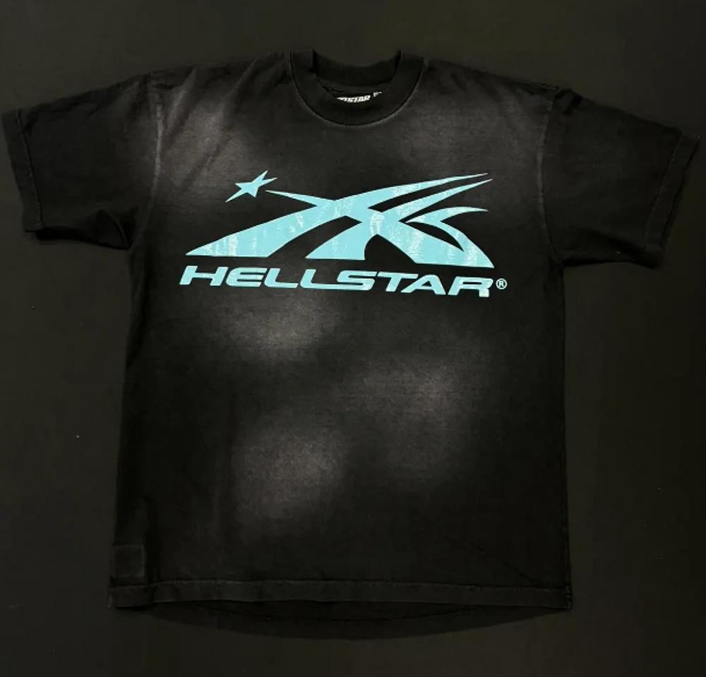 Hellstar Sports Logo Gel Black/Light Blue T-Shirt