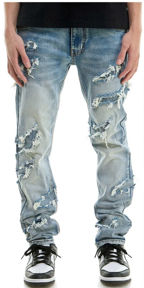 KDNK JEANS KND4641 M BLUE PATCHED SKINNY