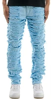 KDNK JEANS KNB3358 SKY BLUE DOUBLE LAYERED RIP SKINNY PANTS
