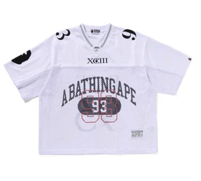 BAPE White Line Camo Multi Logo Relaxed Fit Football Jersey