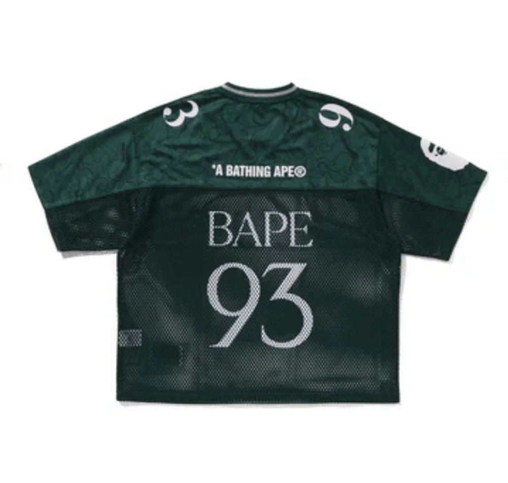 BAPE Green Line Camo Multi Logo Relaxed Fit Football Jersey
