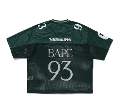 BAPE Green Line Camo Multi Logo Relaxed Fit Football Jersey