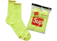 Supreme Hanes Crew Socks (4 Pack) Flourescent Yellow