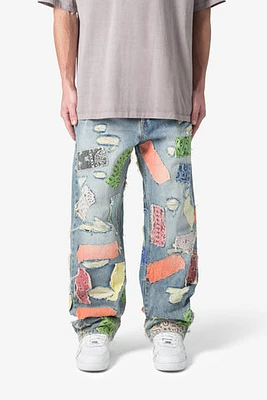MNML Ultra Baggy Bandana Patch Denim Blue/Multi