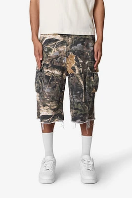 MNML Ultra Baggy Cargo Shorts Forest Camo