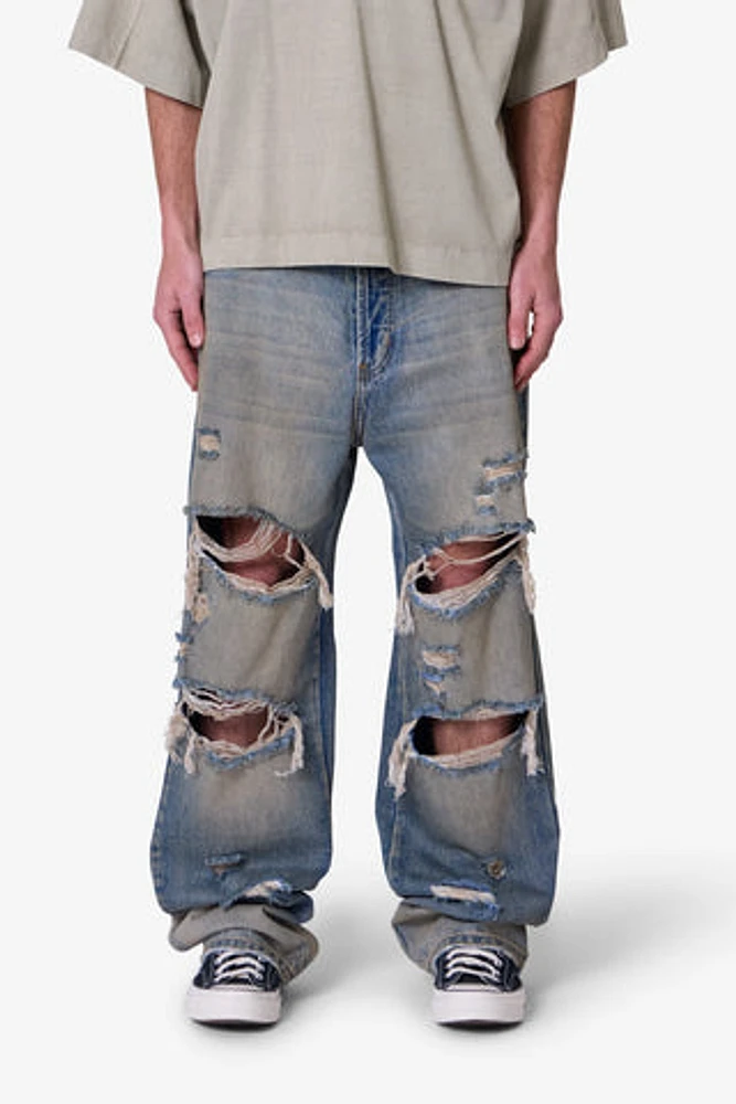 MNML Ultra Baggy Orange Dusted Denim Blue