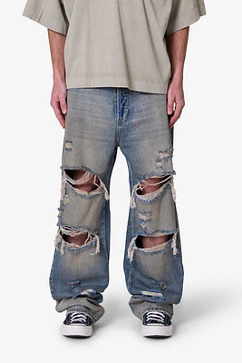 MNML Ultra Baggy Orange Dusted Denim Blue