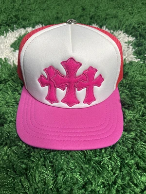 Chrome Hearts Cross Pink Trucker Hat