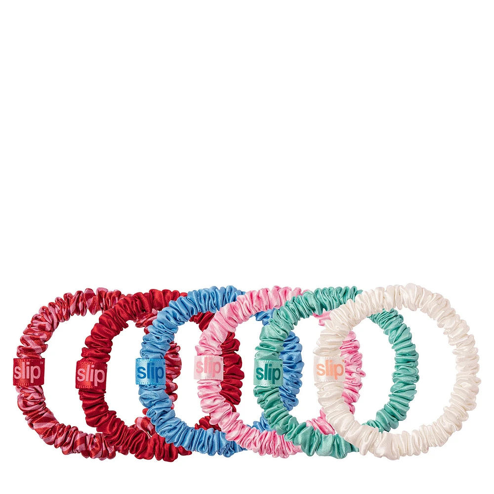 Skinny Scrunchie Set With Pouch - High Tide