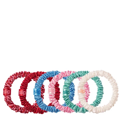 Skinny Scrunchie Set With Pouch - High Tide